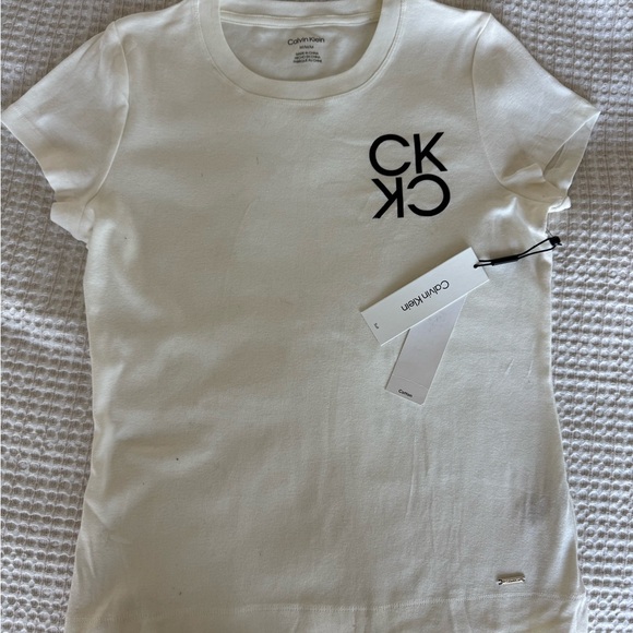 Calvin Klein Tops - Calvin Klein Kids Cream Logo Tee